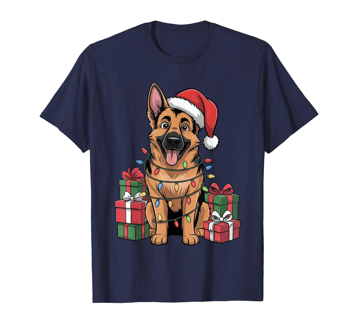 Cute German Shepherd Christmas Funny Dog Lover Holiday T-Shirt