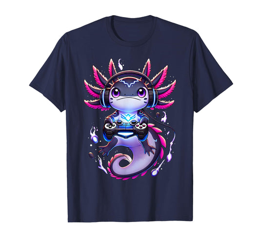 Funny Gamer Axolotl Video Games Retro Boys Girls Kids T-Shirt