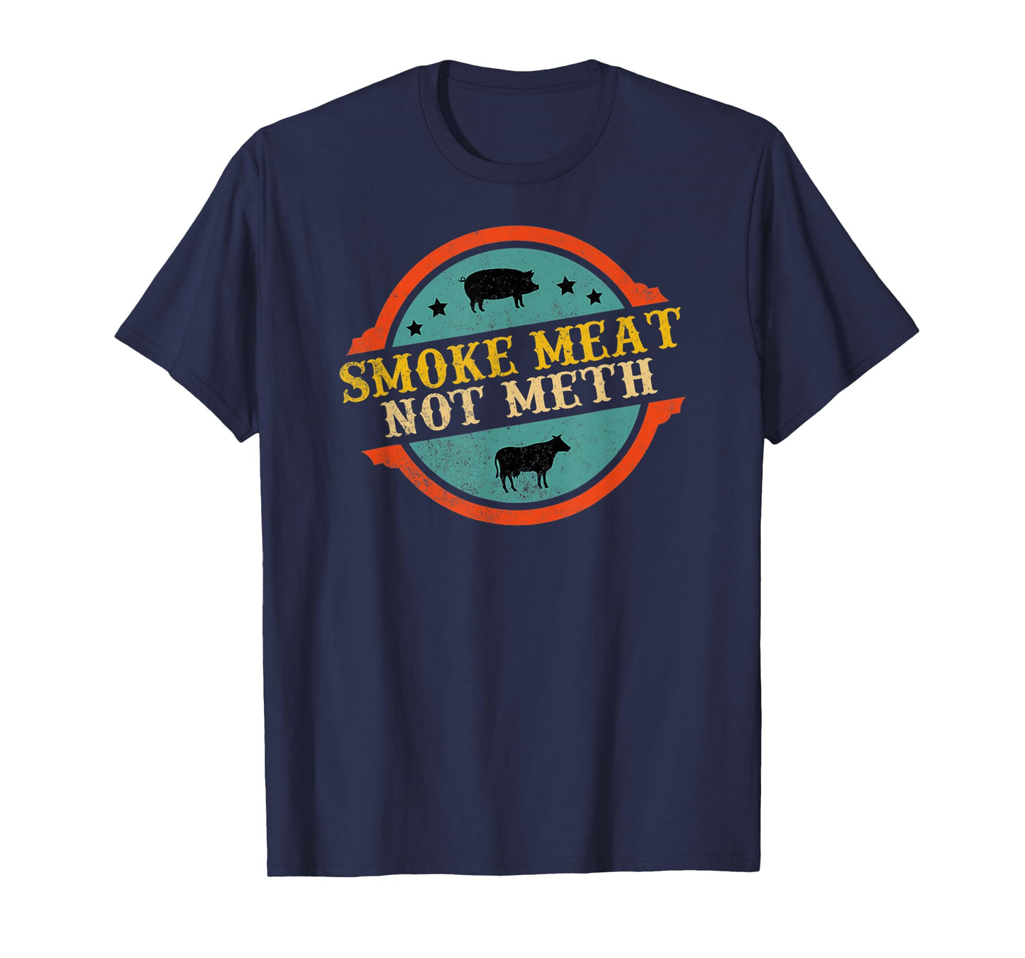 Smoke Meat Not Meth Funny BBQ Grill Barbecue Retro Style T-Shirt
