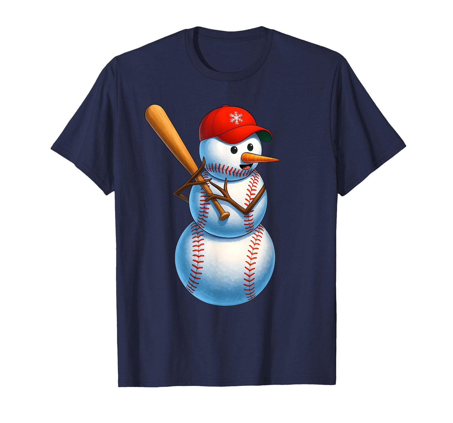Baseball Snowman Merry Christmas Xmas Pajamas Men Women Kids T-Shirt
