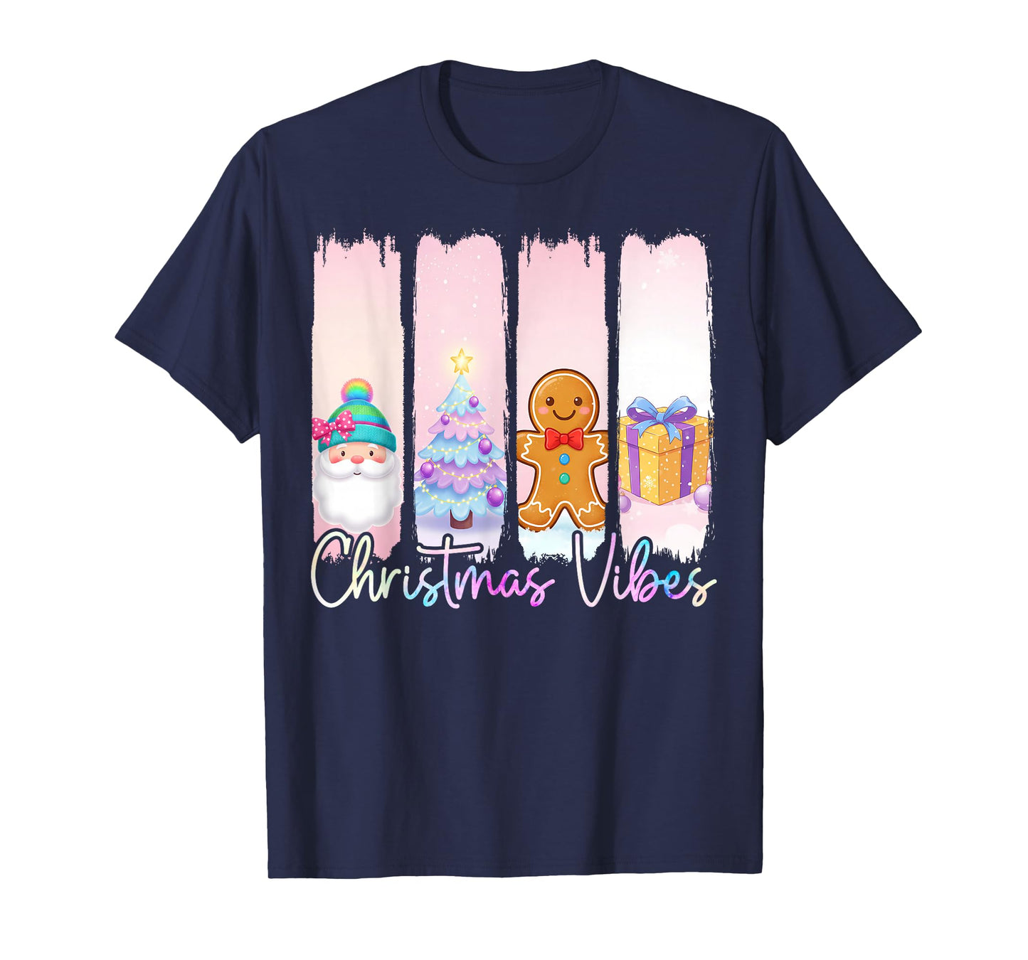 Christmas Vibes Santa Claus Xmas Tree Gingerbread Girls T-Shirt