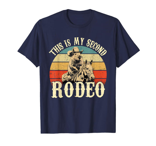Vintage This Is My Second Rodeo Shirt Capybara Cowboy T-Shirt