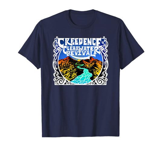 Creedence Clearwater Revival Unisex Adults Kids Blue Short Sleeve Cotton Polyester Blend Classic Fit T-Shirt Small