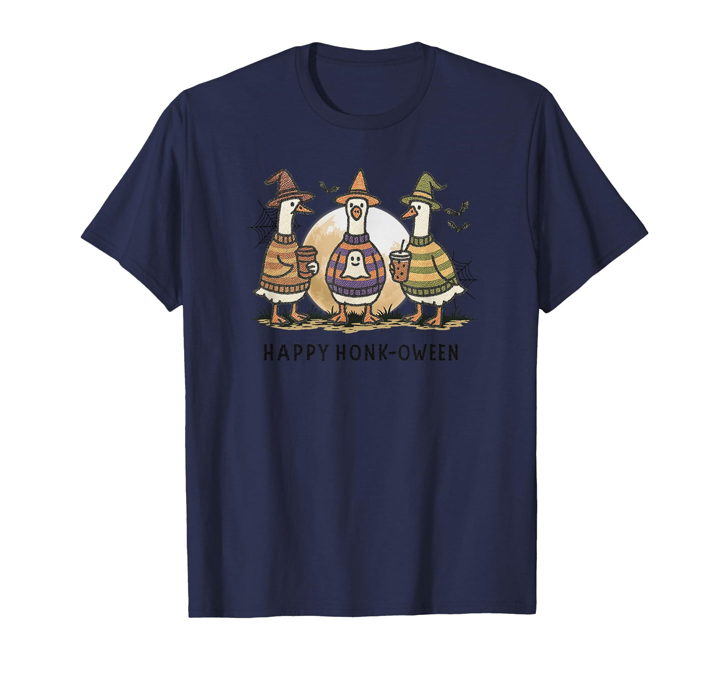 Happy Honk-oween Funny Goose Halloween Witch Costume Spooky T-Shirt
