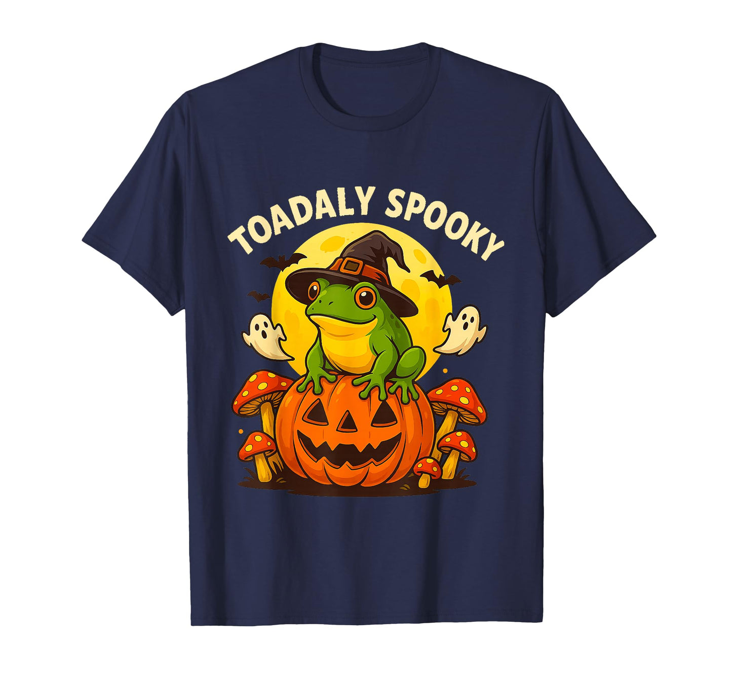 Funny Toadally Spooky Halloween Frog Pumpkin and Bat T-Shirt