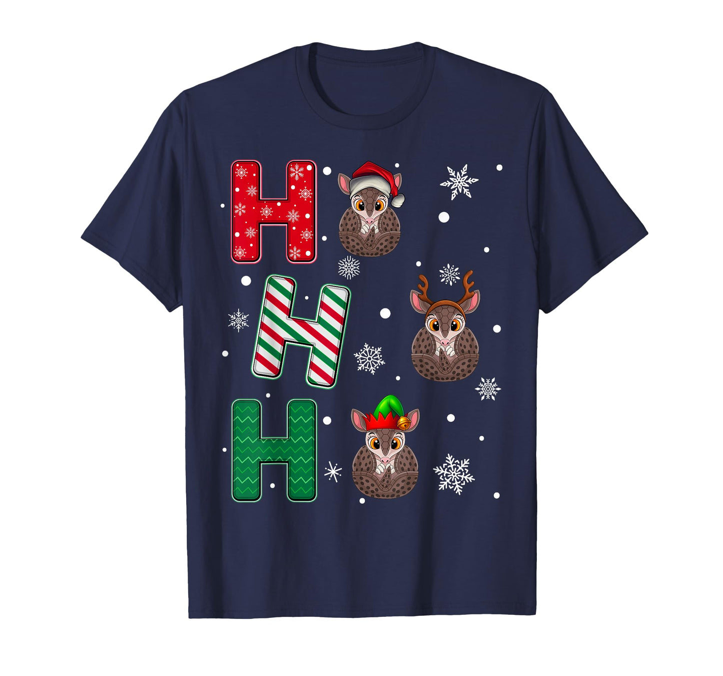 Ho Ho Ho Pangolin Animal Matching Santa Elf Xmas T-Shirt