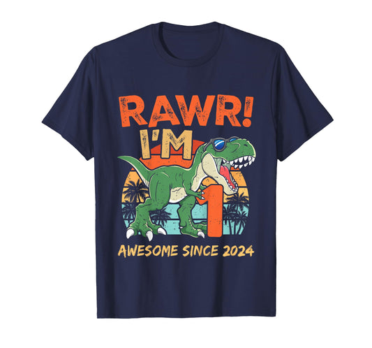 Rawr I'm One Rex 1st Birthday First Dinosaur 1 Year Old T-Shirt