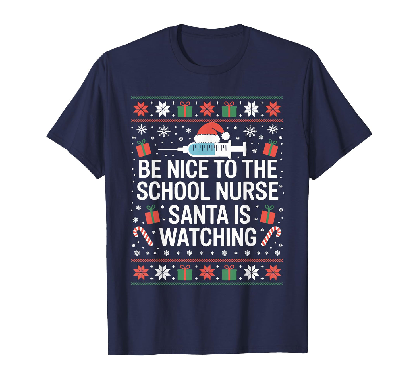 Funny School Nurse Ugly Christmas Sweater Nursing Humor Xmas T-Shirt