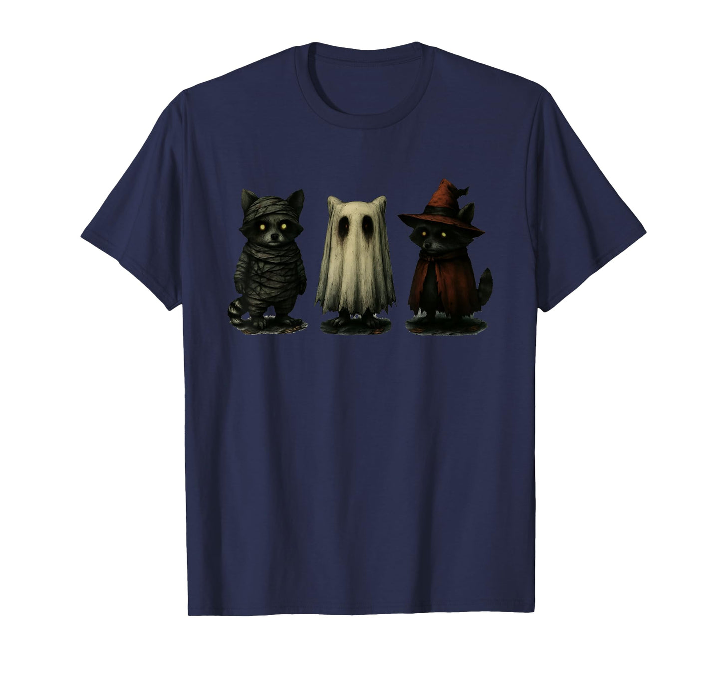 Spooky and Feral Funny Witch Ghost Raccoon Halloween Costume T-Shirt