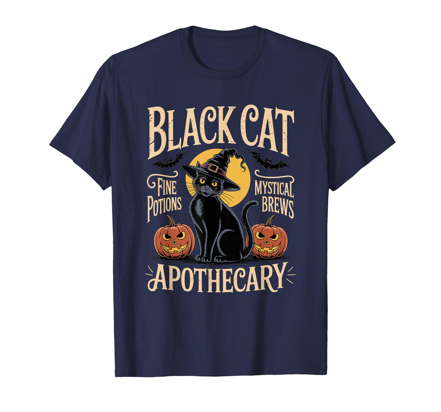 Retro Halloween Costume Black Cat Apothecary T-Shirt