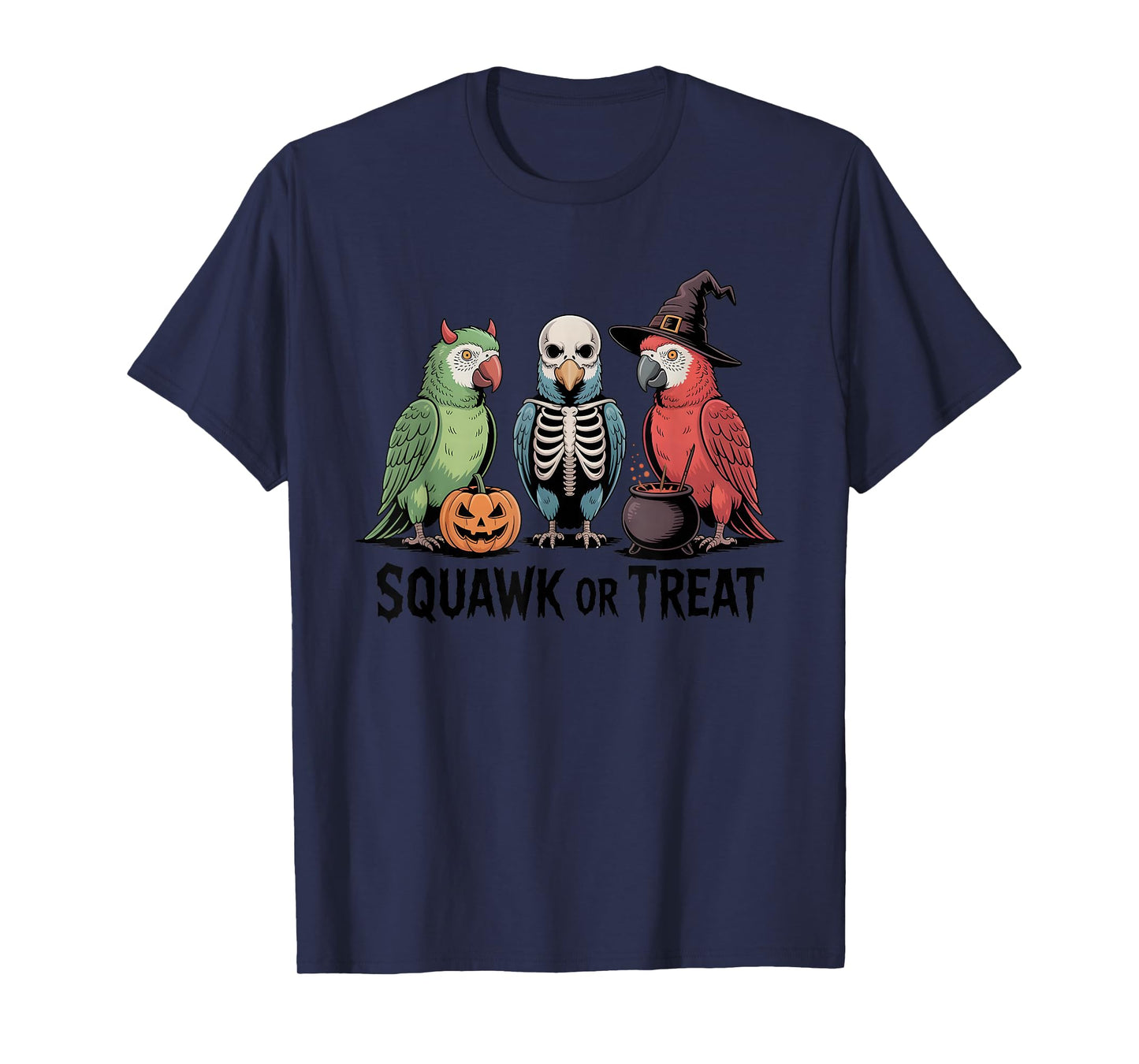 Vintage Halloween Parrots Squawk or Treat Spooky T-Shirt