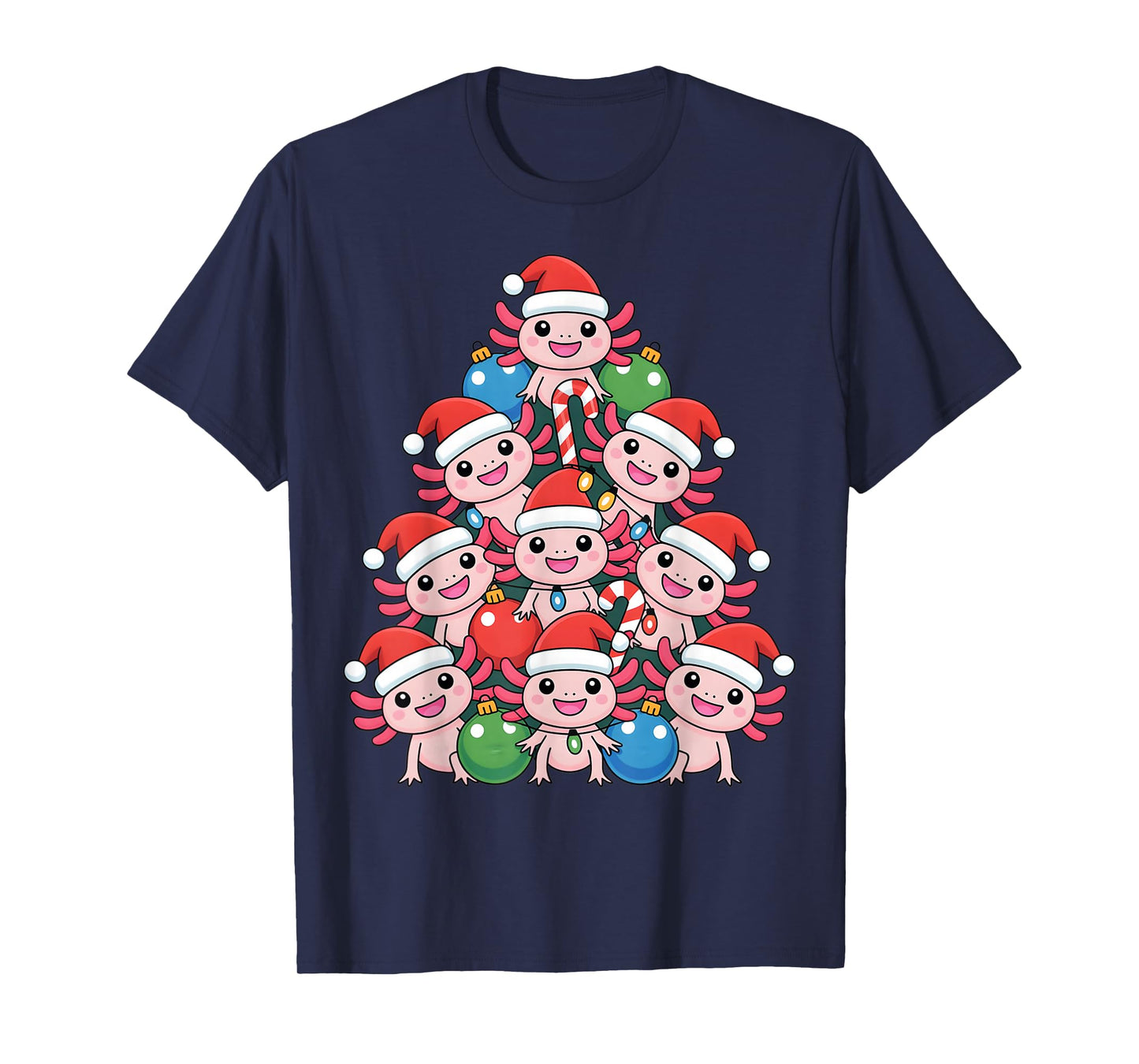 Axolotl Christmas Tree Lover Cute Santa Graphic Boys Kids T-Shirt