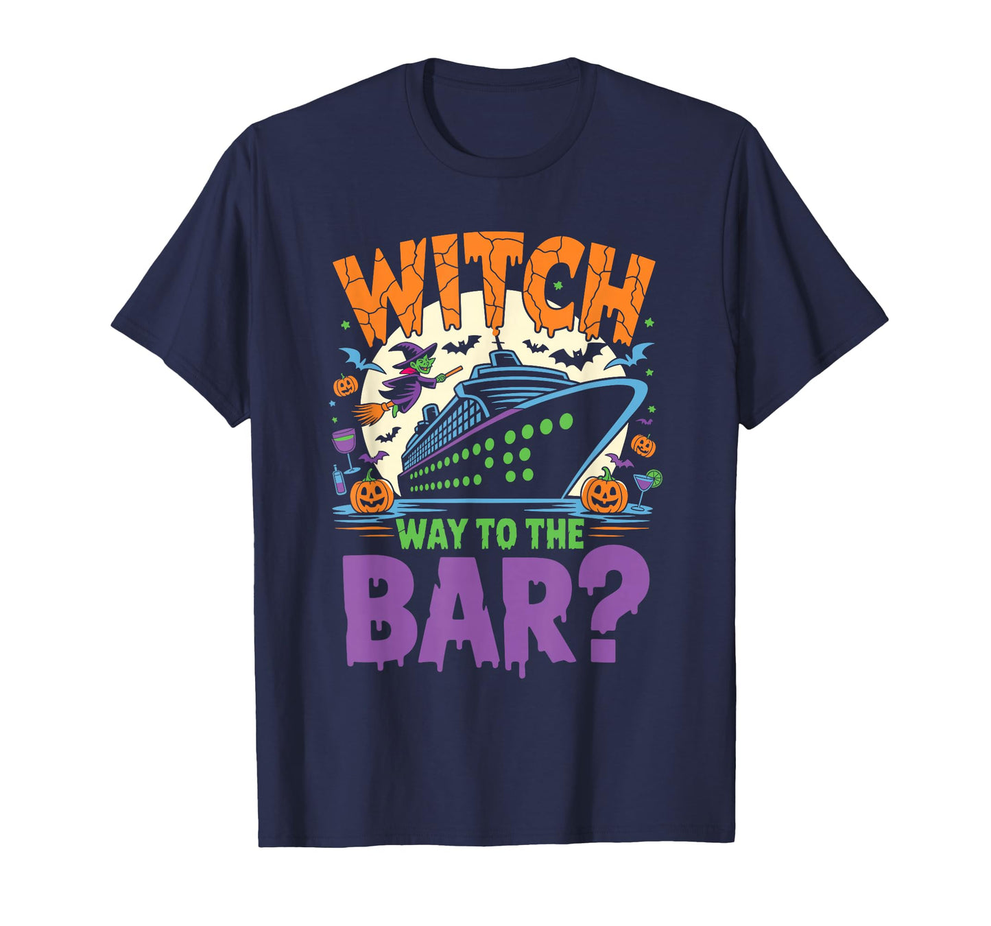 Witch Way to The Bar Funny Halloween Cruise T-Shirt