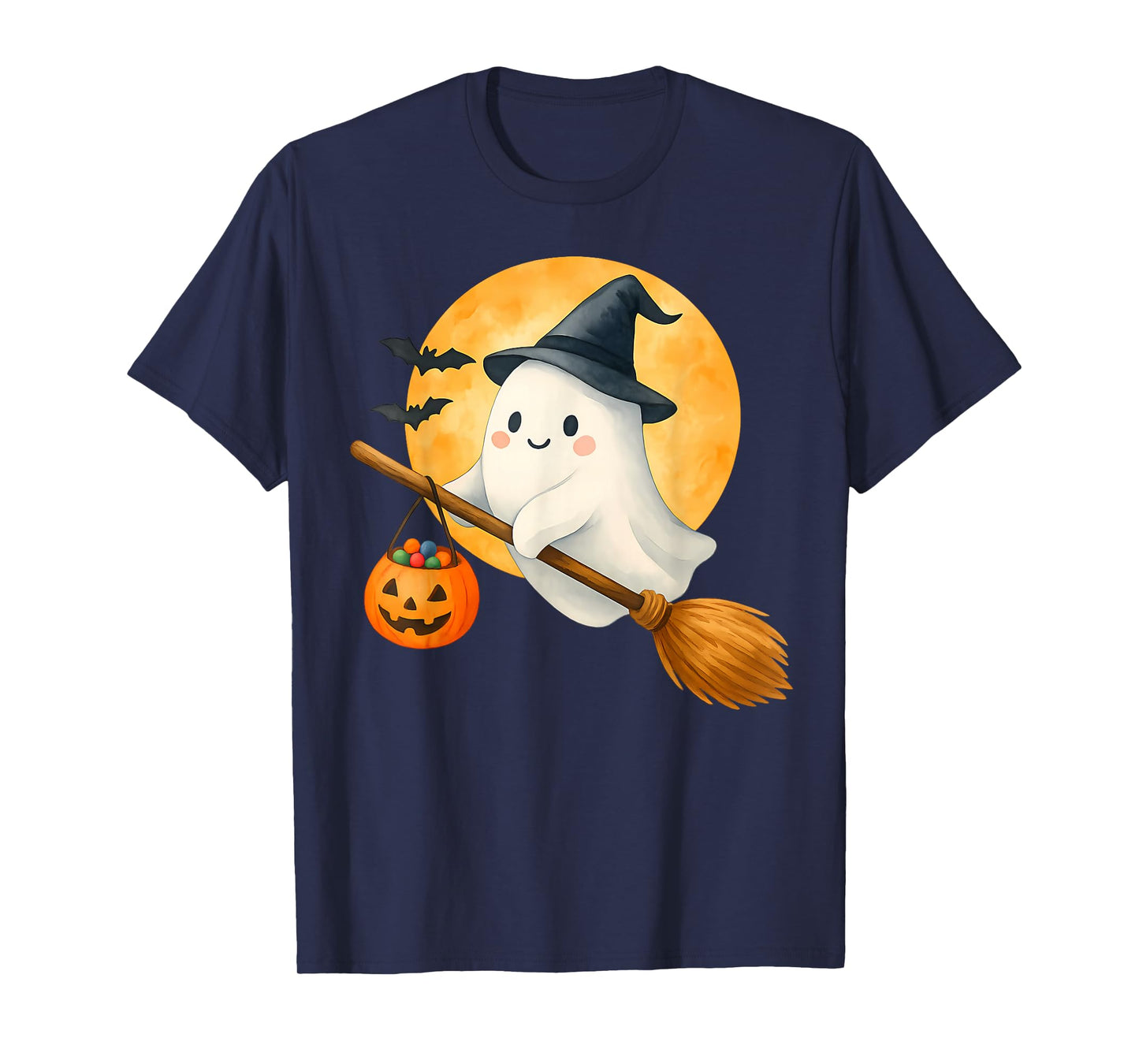 Boo Ghost Witch Hat Pumpkin Halloween Costume Men Women Kids T-Shirt