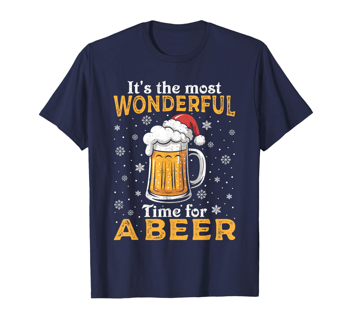 Funny Christmas Pajama Outfit Men Women Beer Mug Santa Hat T-Shirt