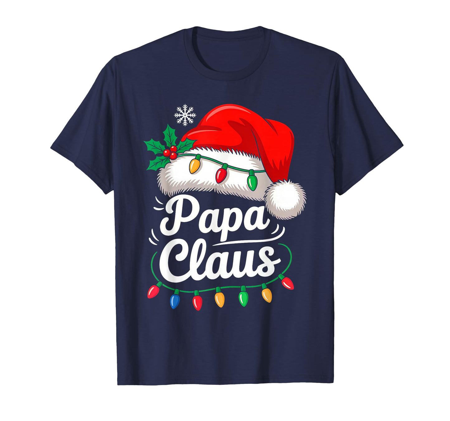 Papa Claus Christmas Matching Family Santa Hat Xmas Pajamas T-Shirt