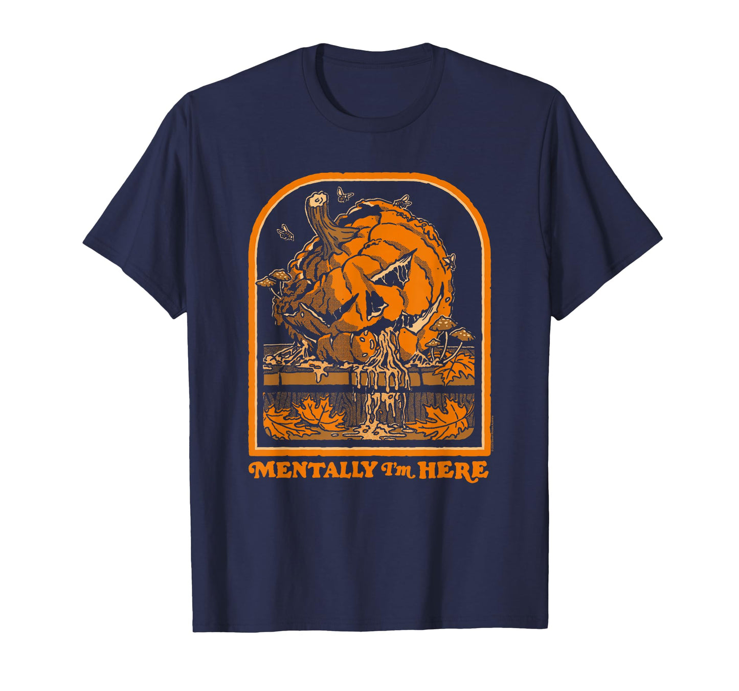 Steven Rhodes Mentally I'm Here Rotting Pumpkin Halloween T-Shirt