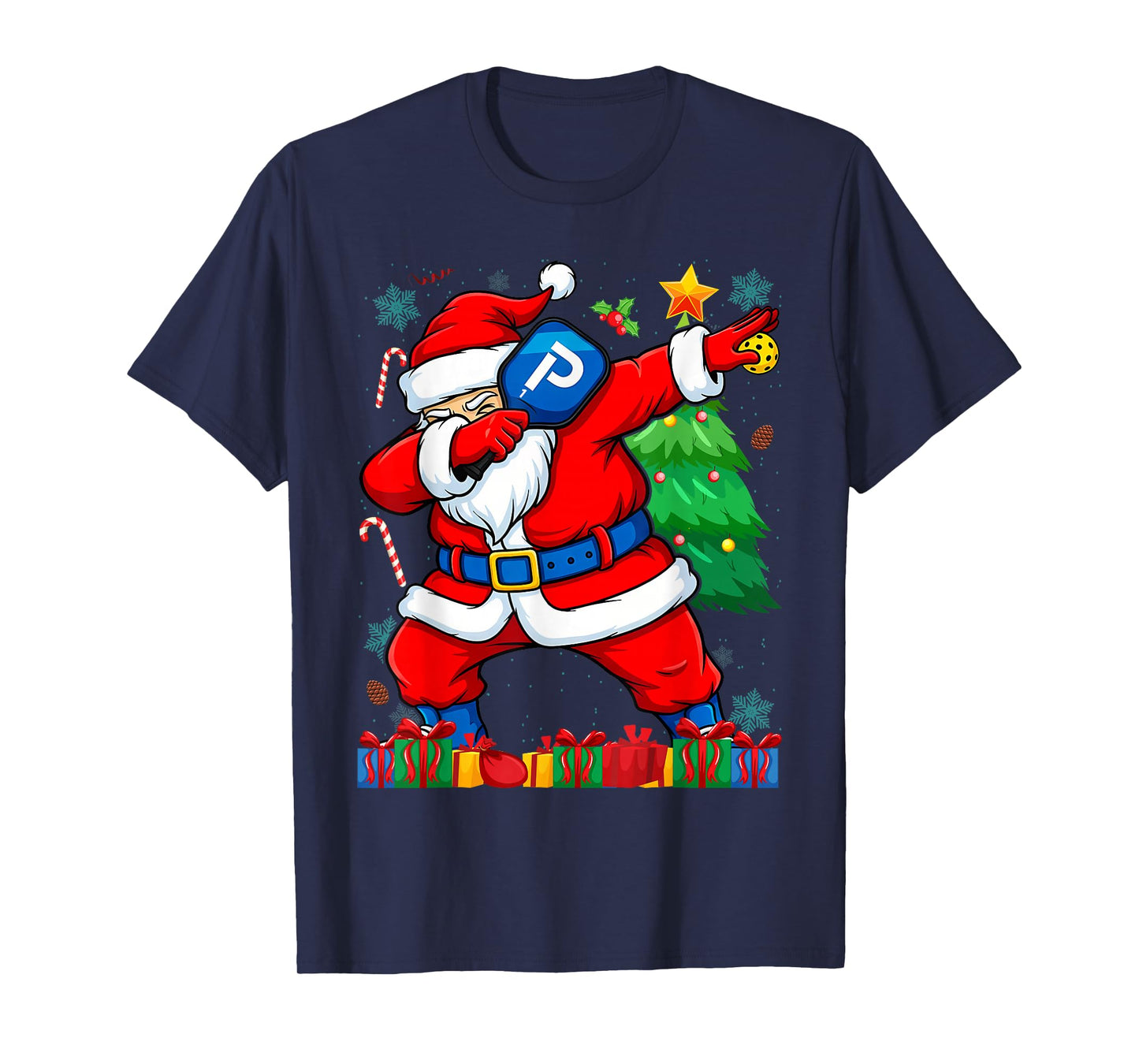 Santa Claus Paddle Funny Pickleball Christmas T-Shirt