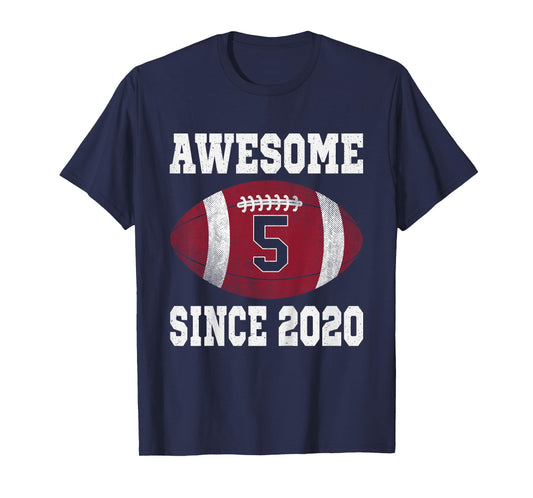 5th Birthday Football Player 5 Years Old Vintage Sports T-Shirt