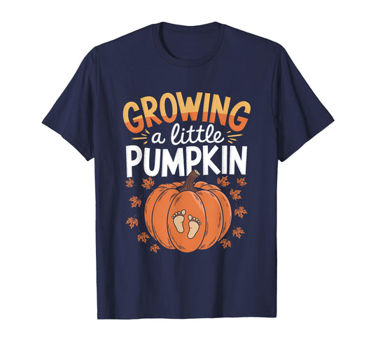Retro Growing A-Little Pumpkin Shirt Thanksgiving Pregnancy T-Shirt