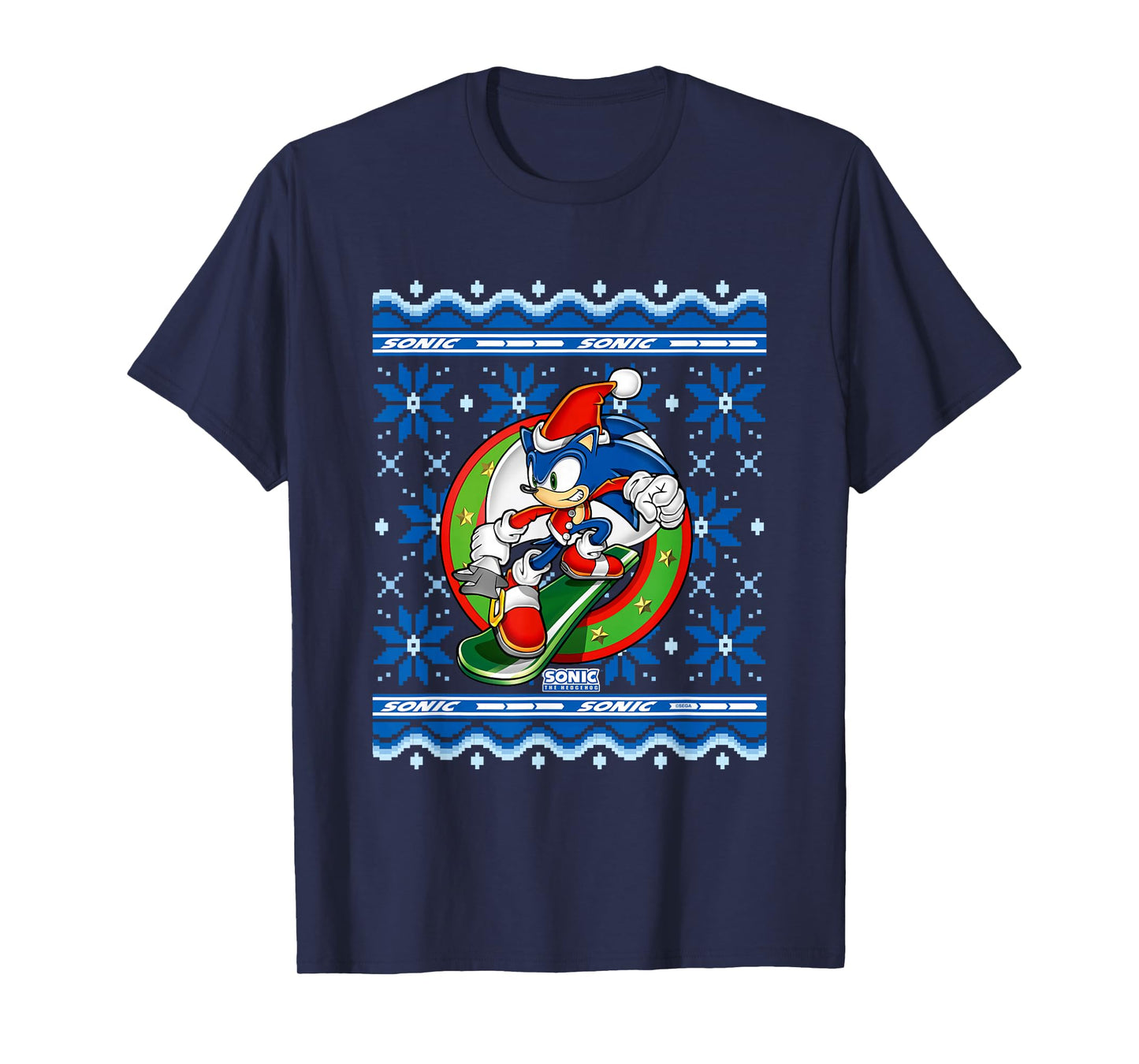 Sonic The Hedgehog Christmas Shredding Sonic Ugly Sweater T-Shirt