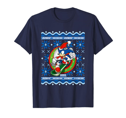 Sonic The Hedgehog Christmas Shredding Sonic Ugly Sweater T-Shirt