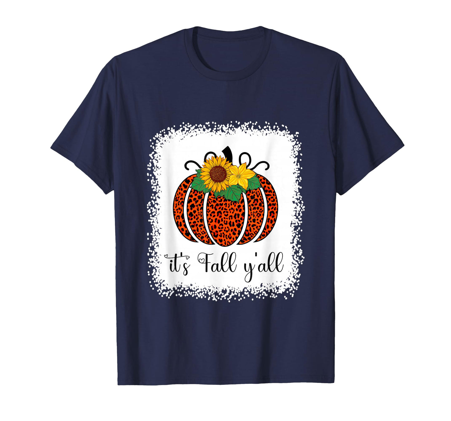 It's Fall Y'all Pumpkin Leopard Print Thanksgiving Halloween T-Shirt