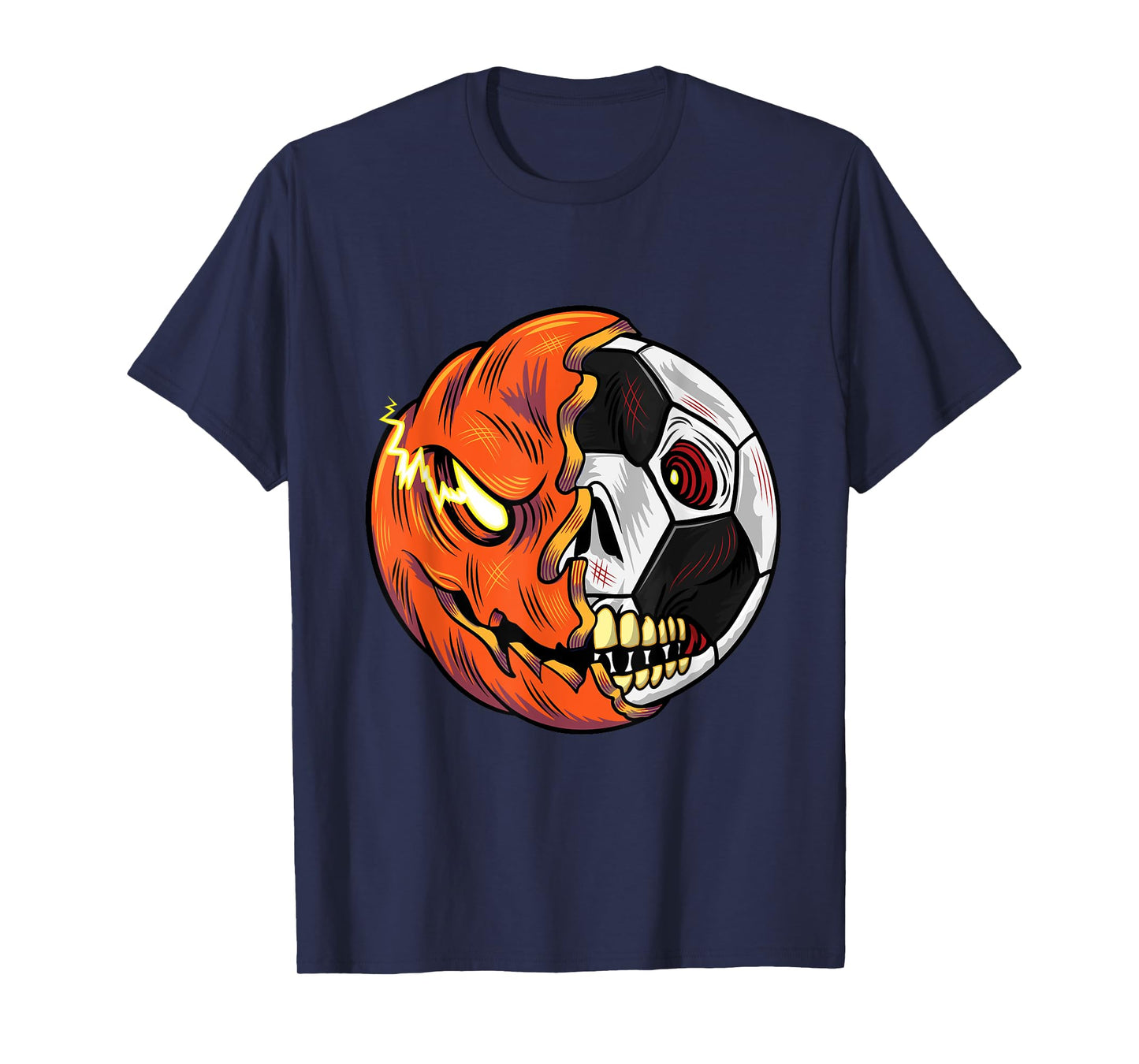 Soccer Ball Pumpkin Skull Halloween Soccer Player T-Shirt