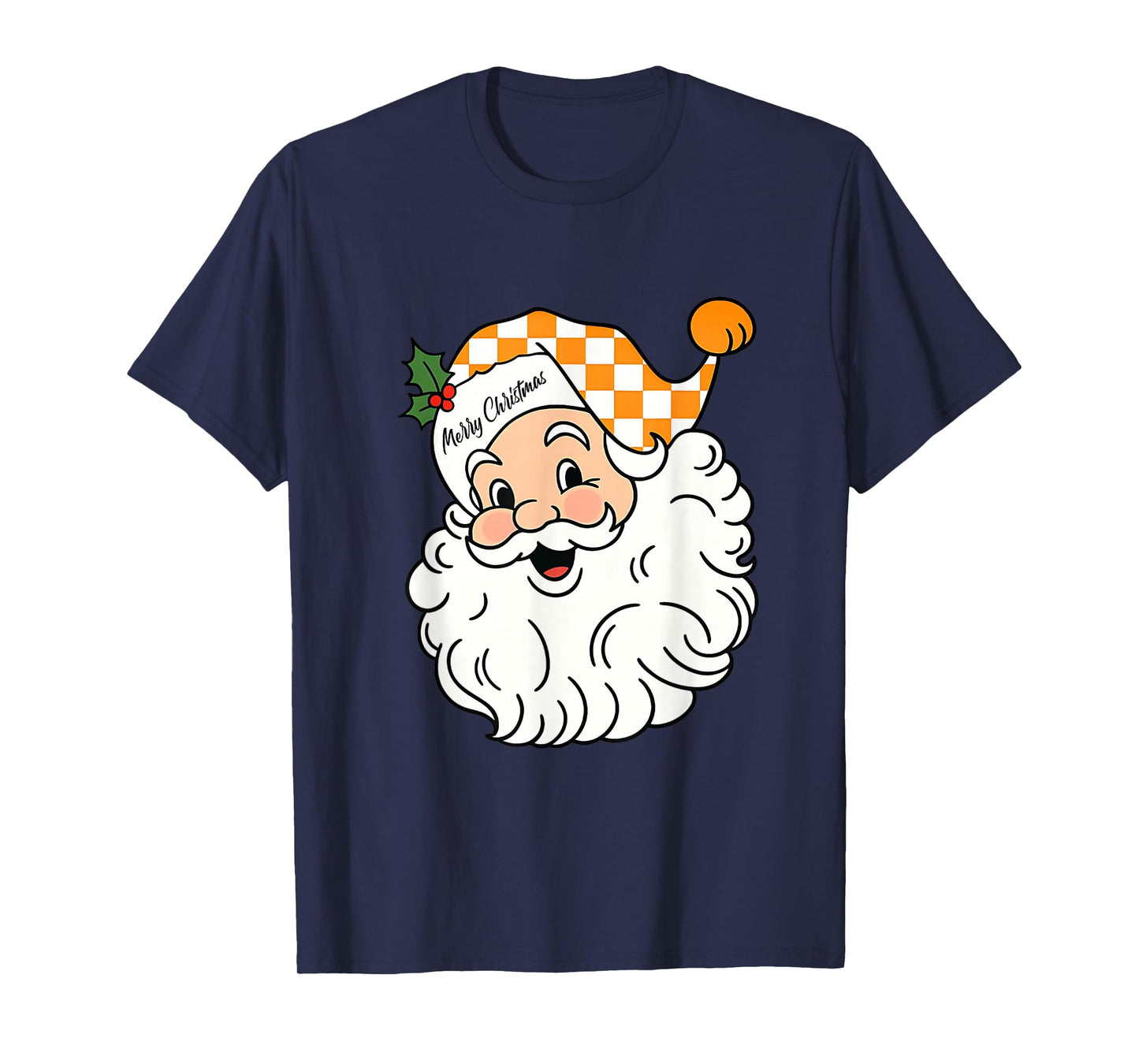 Tennessee Merry Christmas Santa Checkerboard Orange & White T-Shirt