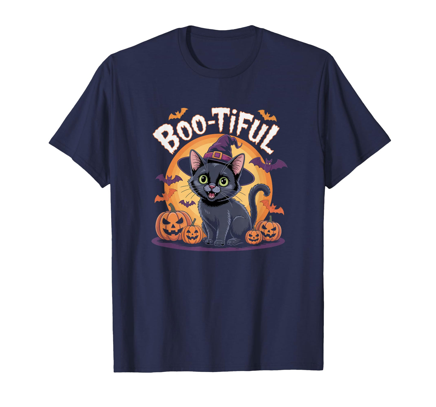 Boo-Tiful Cute Halloween Cat Witch Pun T-Shirt