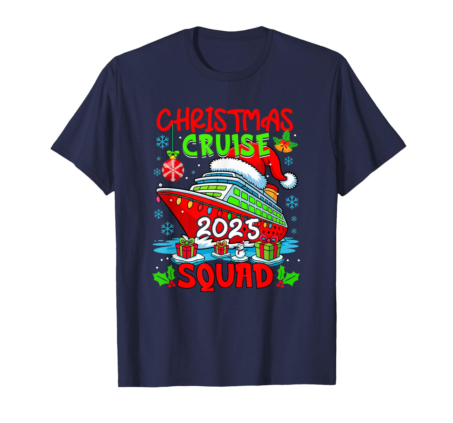 Cruise Squad 2025 Christmas Santa Cruise Ship Colorful Light T-Shirt