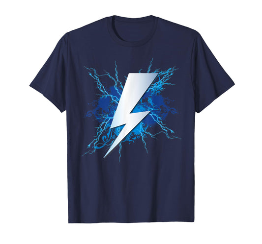 Lightning Graphic and Thunderbolt Design | Blue T-Shirt