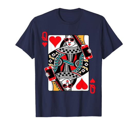 Qween Q of Hearts Funny Womens Girls Blackjack Poker Casino T-Shirt