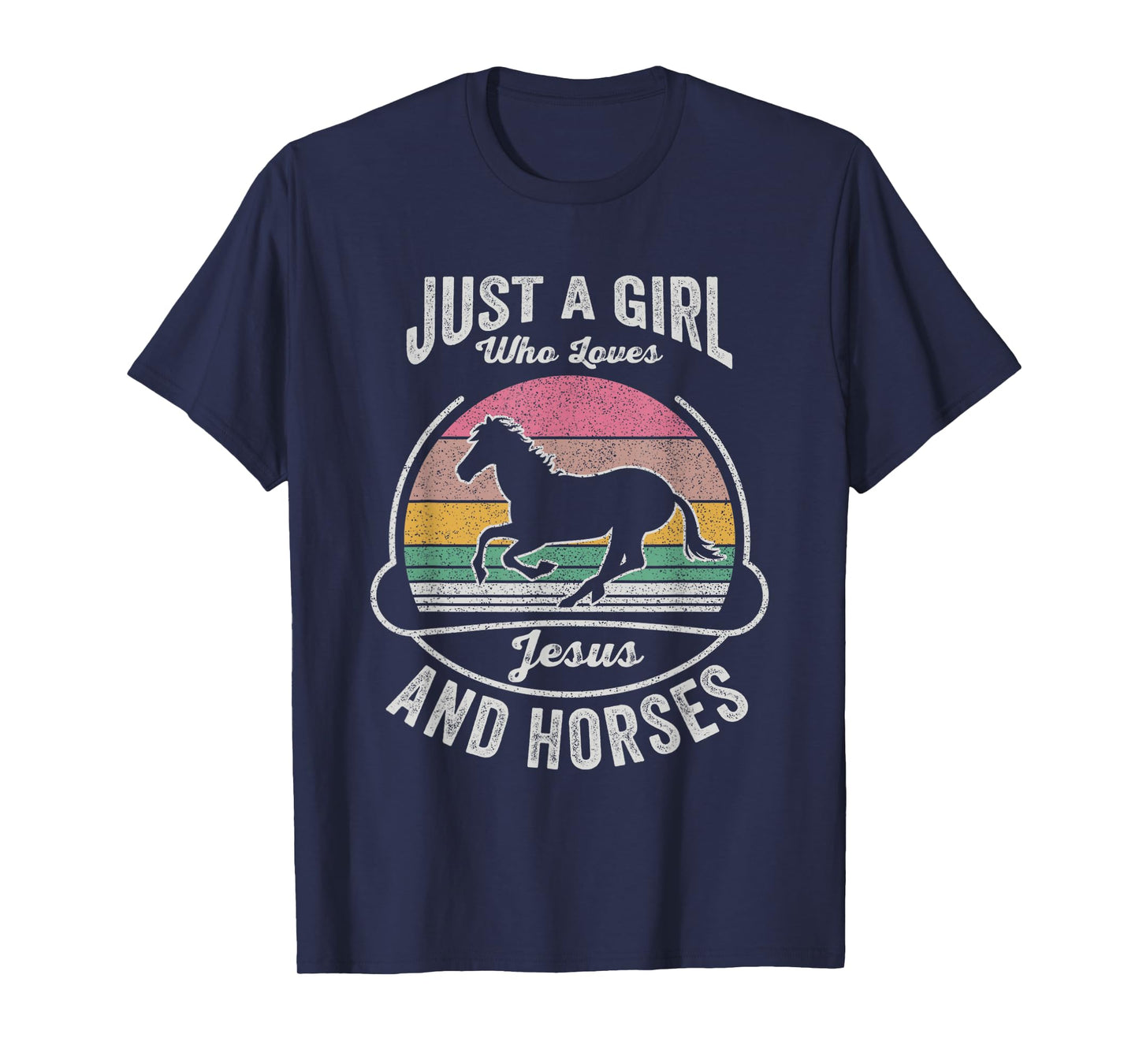 Jesus And Horse Retro Just A Girl Who Loves Jesus And Horses T-Shirt