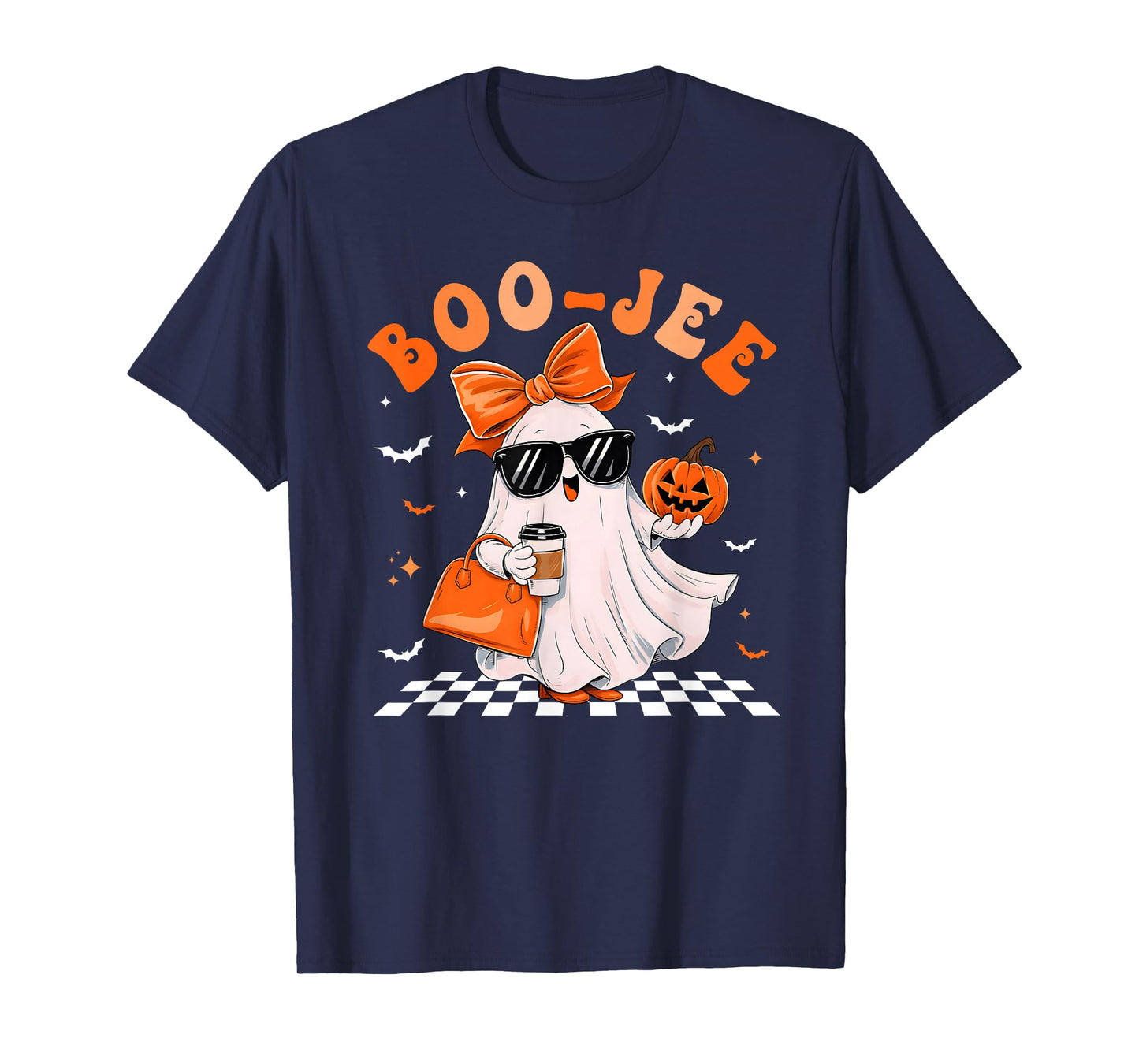 Coquette Leopard Ghost Coffee Boo-JEE Halloween Boujee Ghost T-Shirt