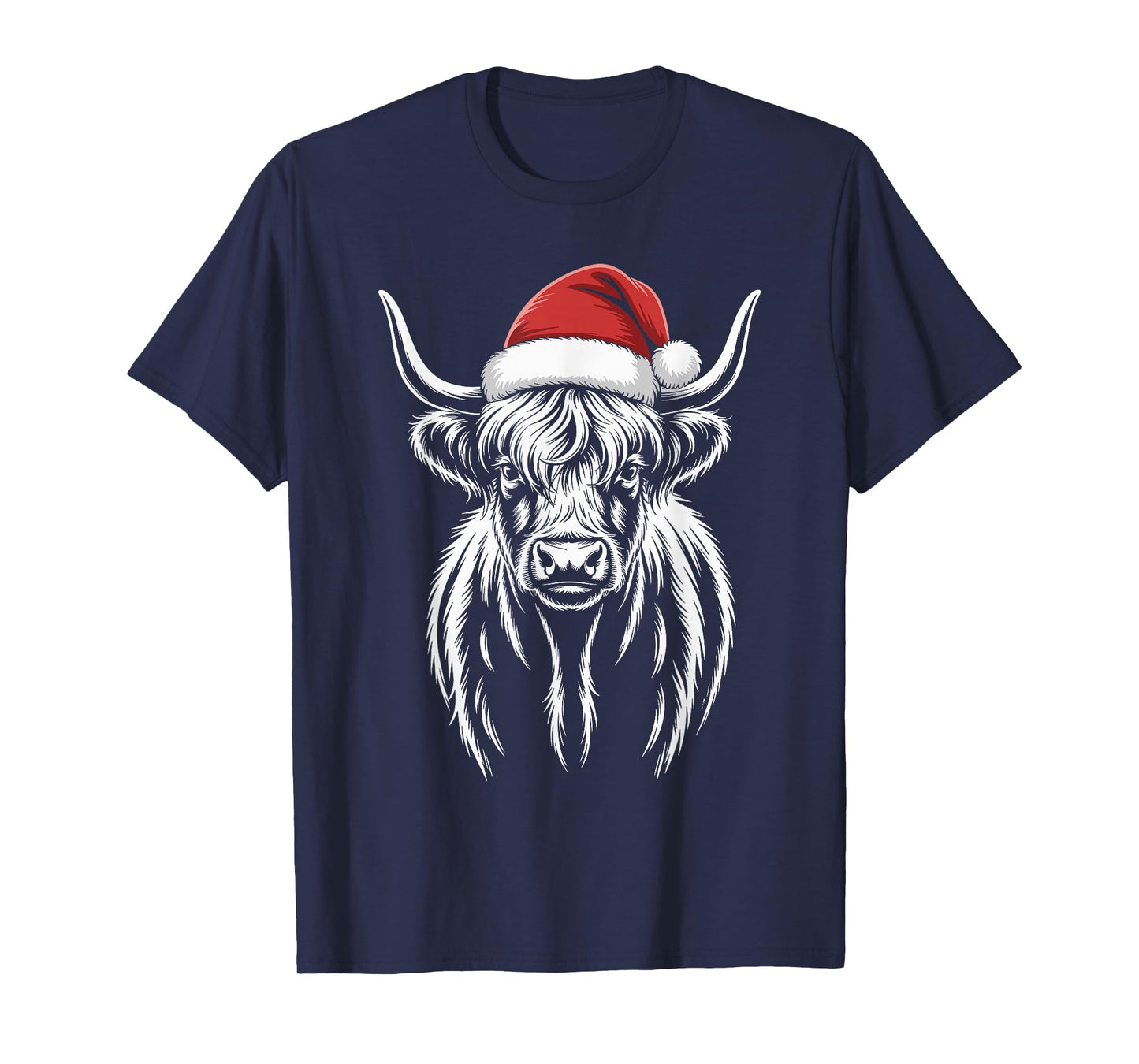Highland Cow Santa Hat Christmas Highland Cattle Xmas T-Shirt
