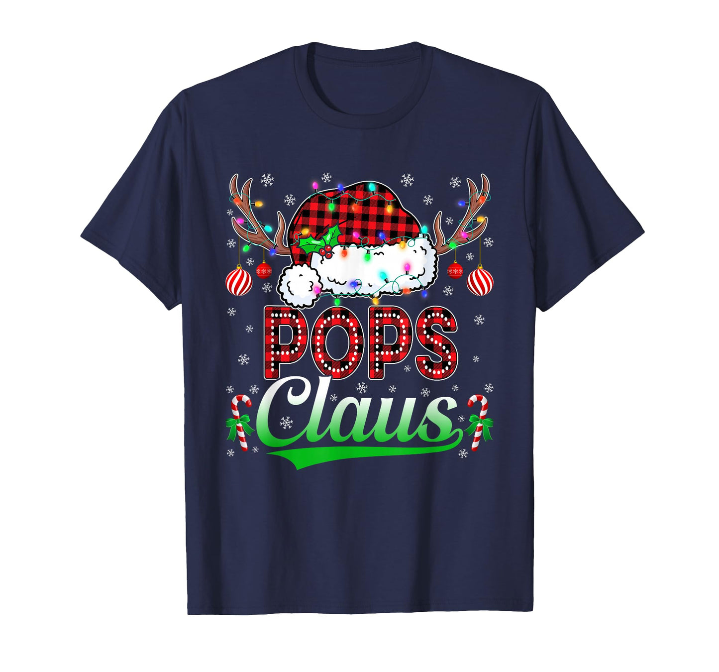 Pops Claus Christmas Lights Matching Family Xmas Pajama T-Shirt