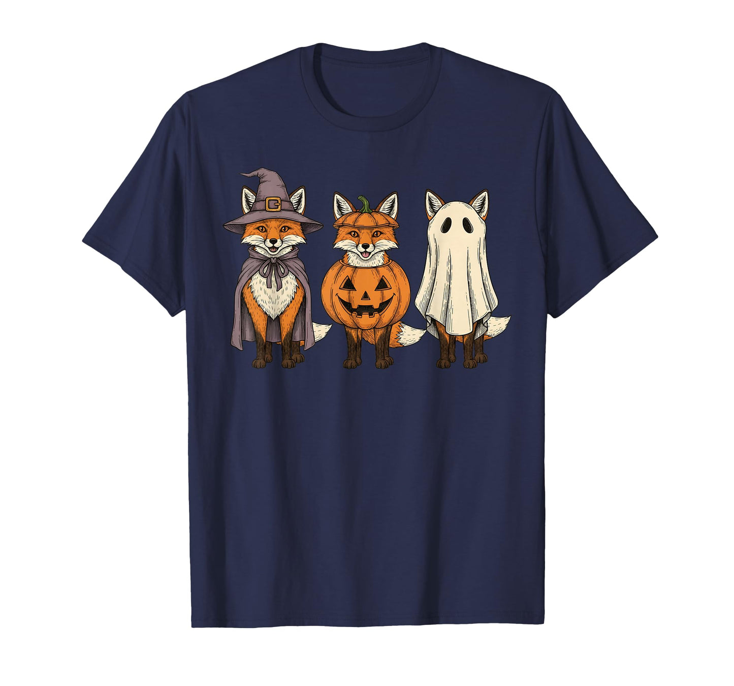 Spooky Ghost Fox Lover Pumpkin Halloween T-Shirt