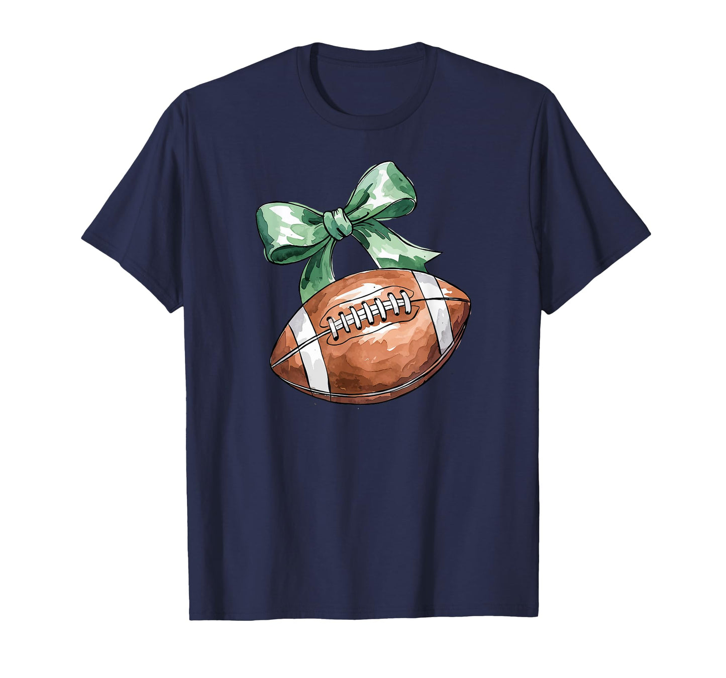 Coquette Football with Green Bow, Cute Team Spirit Sports T-Shirt