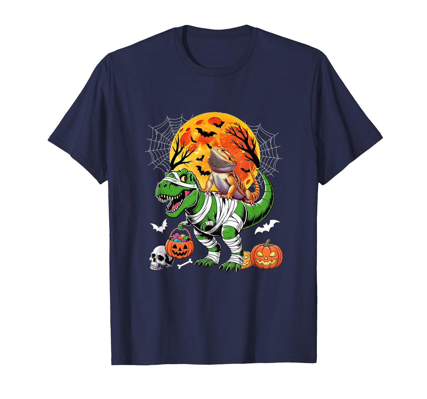 Bearded Dragon Riding T-Rex Cosplay Mummy Halloween Kids T-Shirt