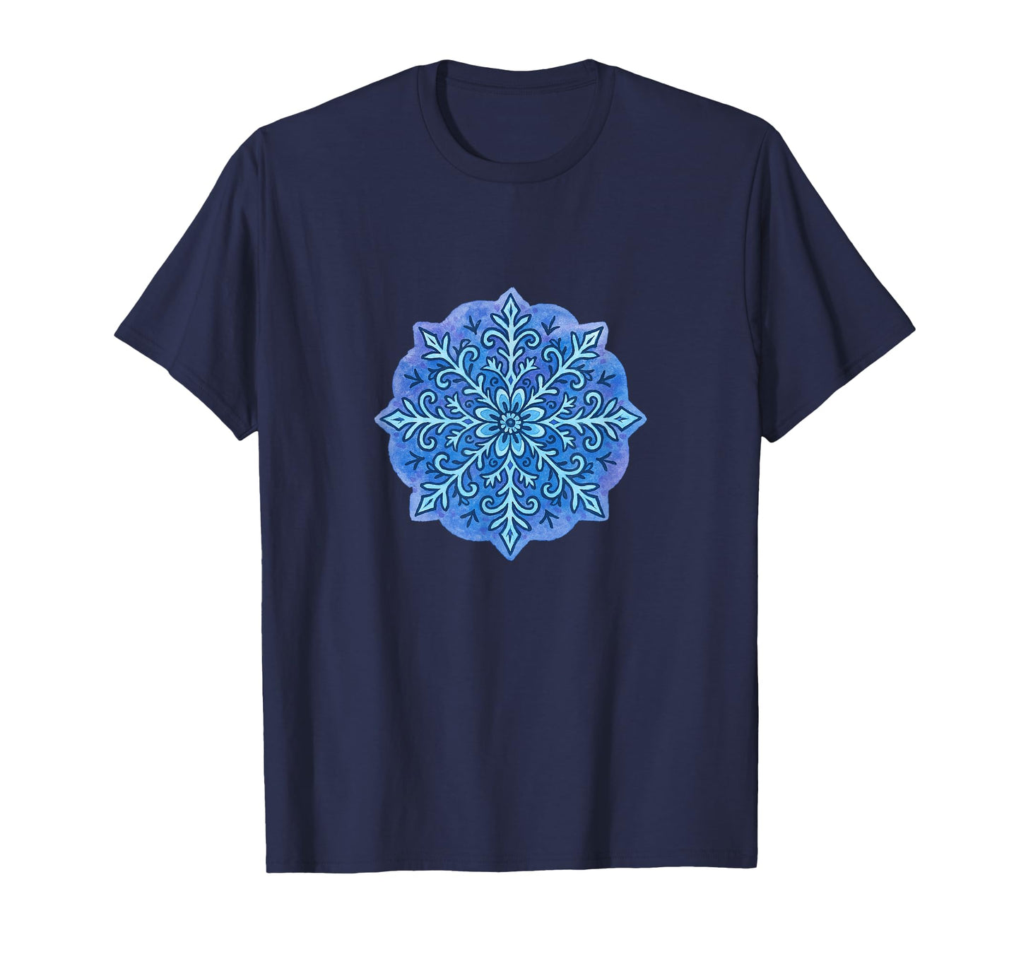 Geometric Snowflake Mandala Winter Zen Pattern Minimalist T-Shirt