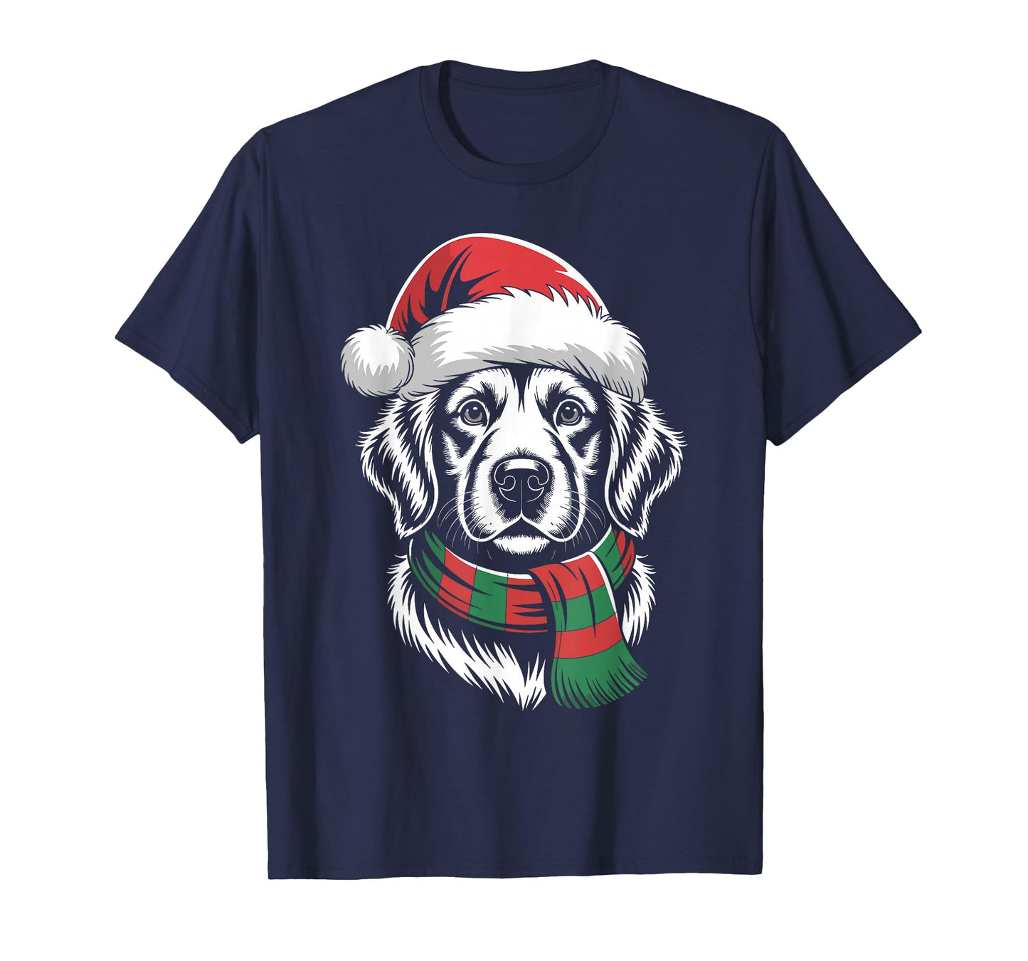 Golden Retriever Dog Xmas Santa Hat Scarf Christmas Costume T-Shirt