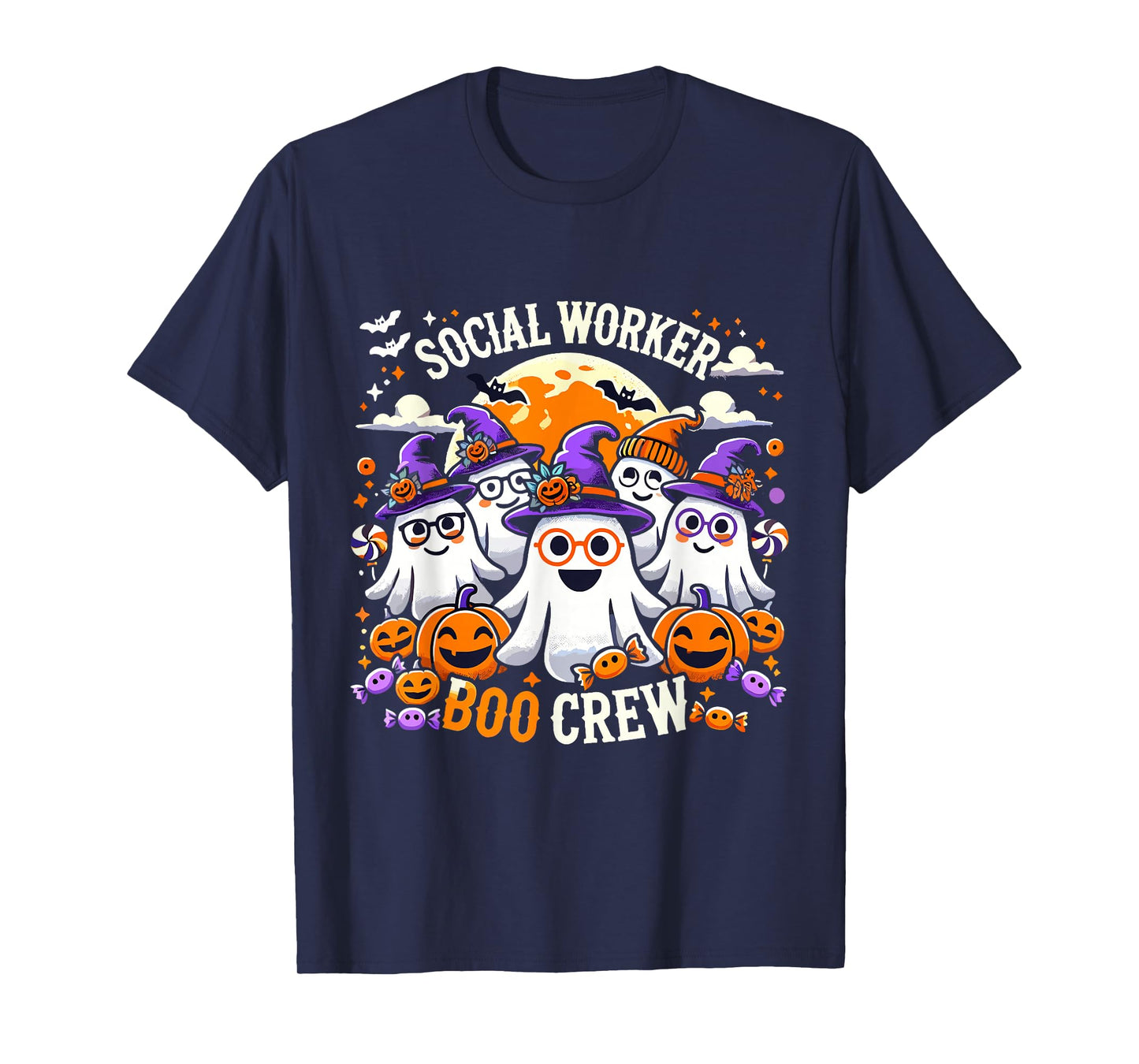 Social Worker Boo Crew Funny Ghosts Halloween Social Workers T-Shirt