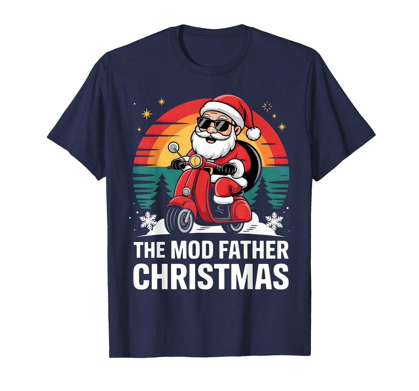 Funny Santa On A Scooter for Mods The Mod Father Christmas T-Shirt
