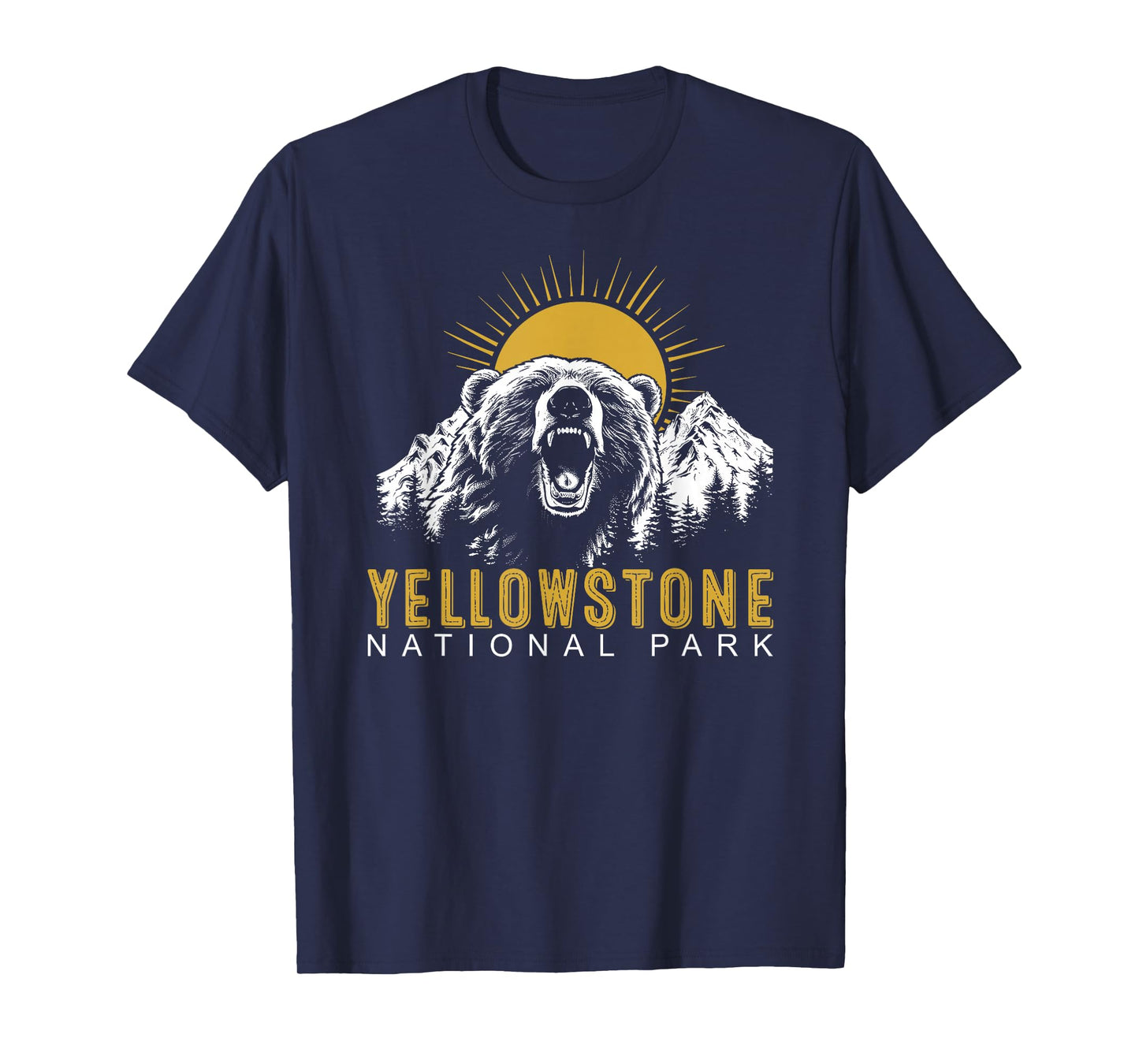 Yellowstone National Park Vintage Wild Bear Sunset T-Shirt