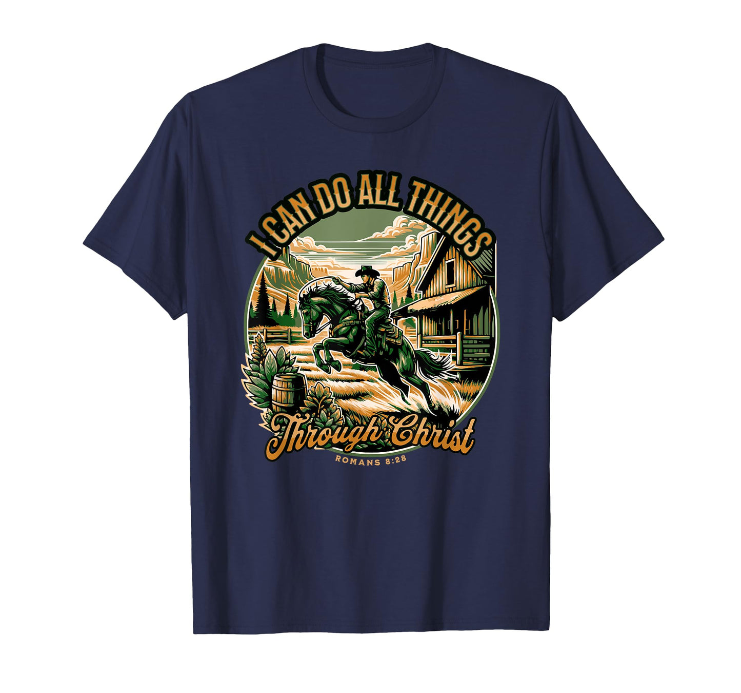 Cowboy Bible Scripture Verse Western Jesus For Mens Faith T-Shirt