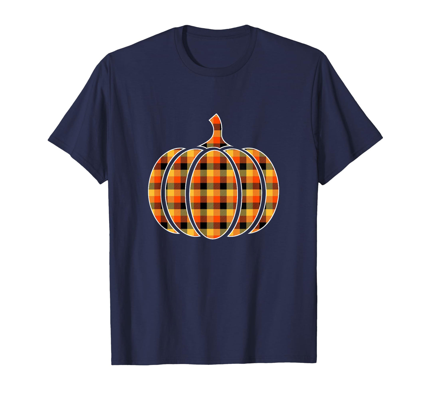 Funny Halloween Orange Pumpkin Buffalo Plaid for Women Girls T-Shirt