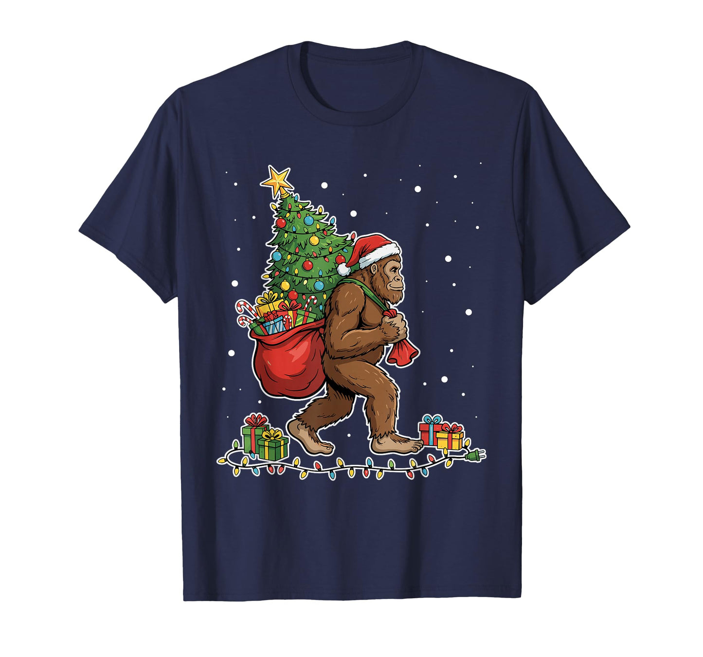 Bigfoot Sasquatch Christmas Tree Family Winter Holiday T-Shirt
