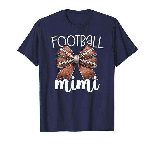 Football Mimi - Football Coquette Bow - Grandma Game Day T-Shirt