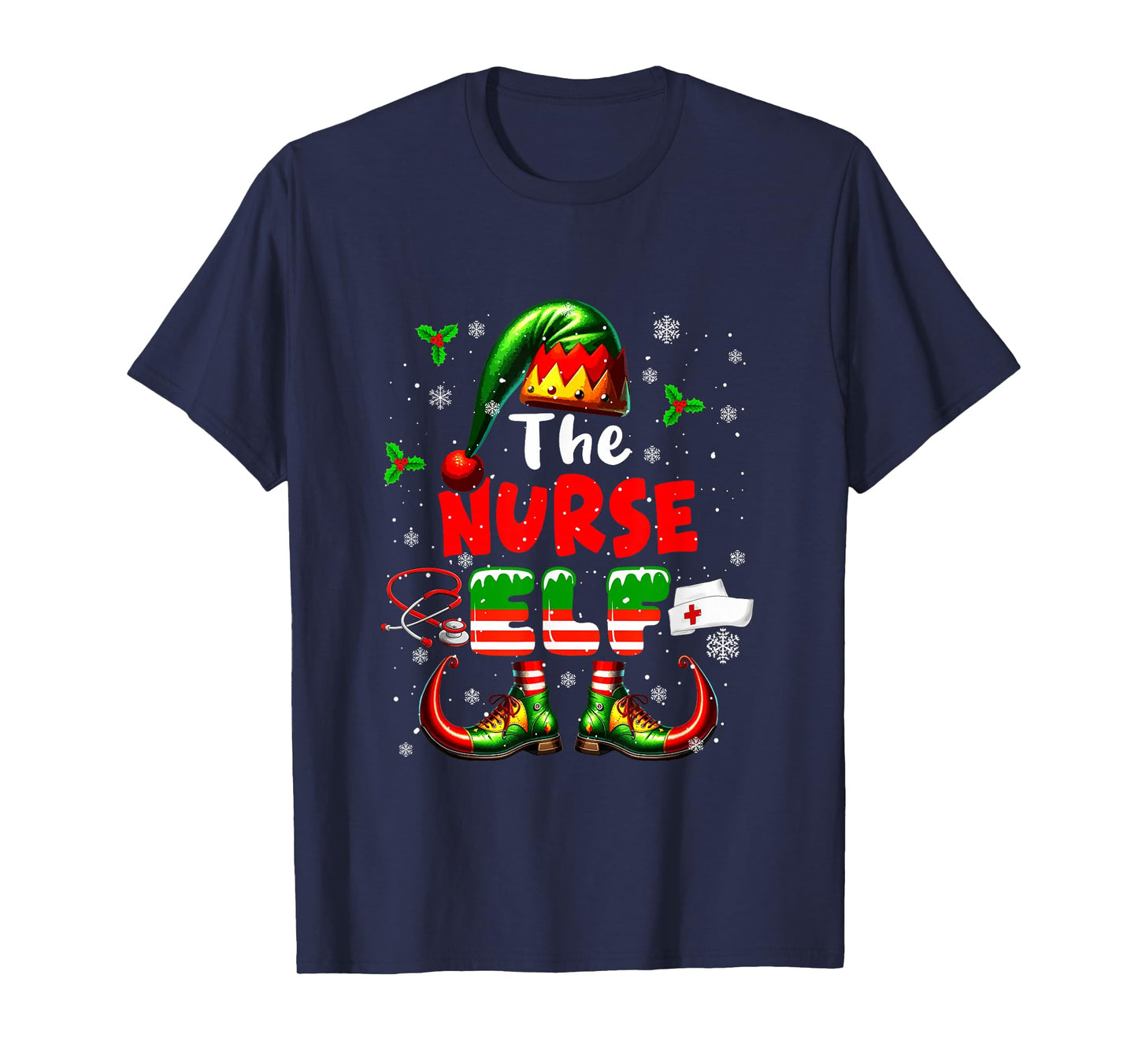 The Nurse Elf Christmas Funny Job Team Matching Parties T-Shirt